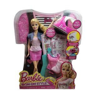 Barbie Iron-on Style Doll with 30+ Permanent Decals to design her outfits!